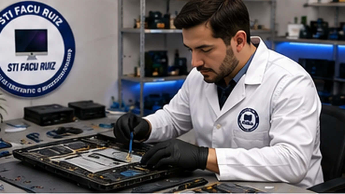 T&eacute;cnico STI FACU RUIZ realizando diagn&oacute;stico de un notebook